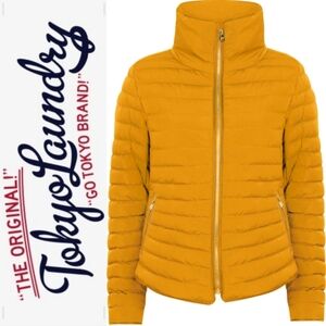 Tokyo Laundry funnel neck quilted jacket, Old Gold